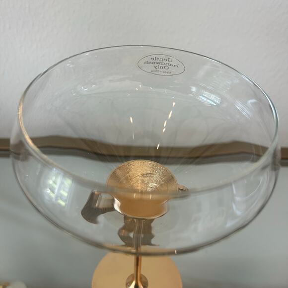 New Viral GOLD BOW Rhinestone Coupe Cocktail Glasses Set of 2 New - Picture 8 of 10